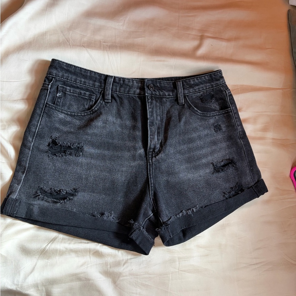 KanCan‎ Women's Dark Gray Distressed Jean Shorts